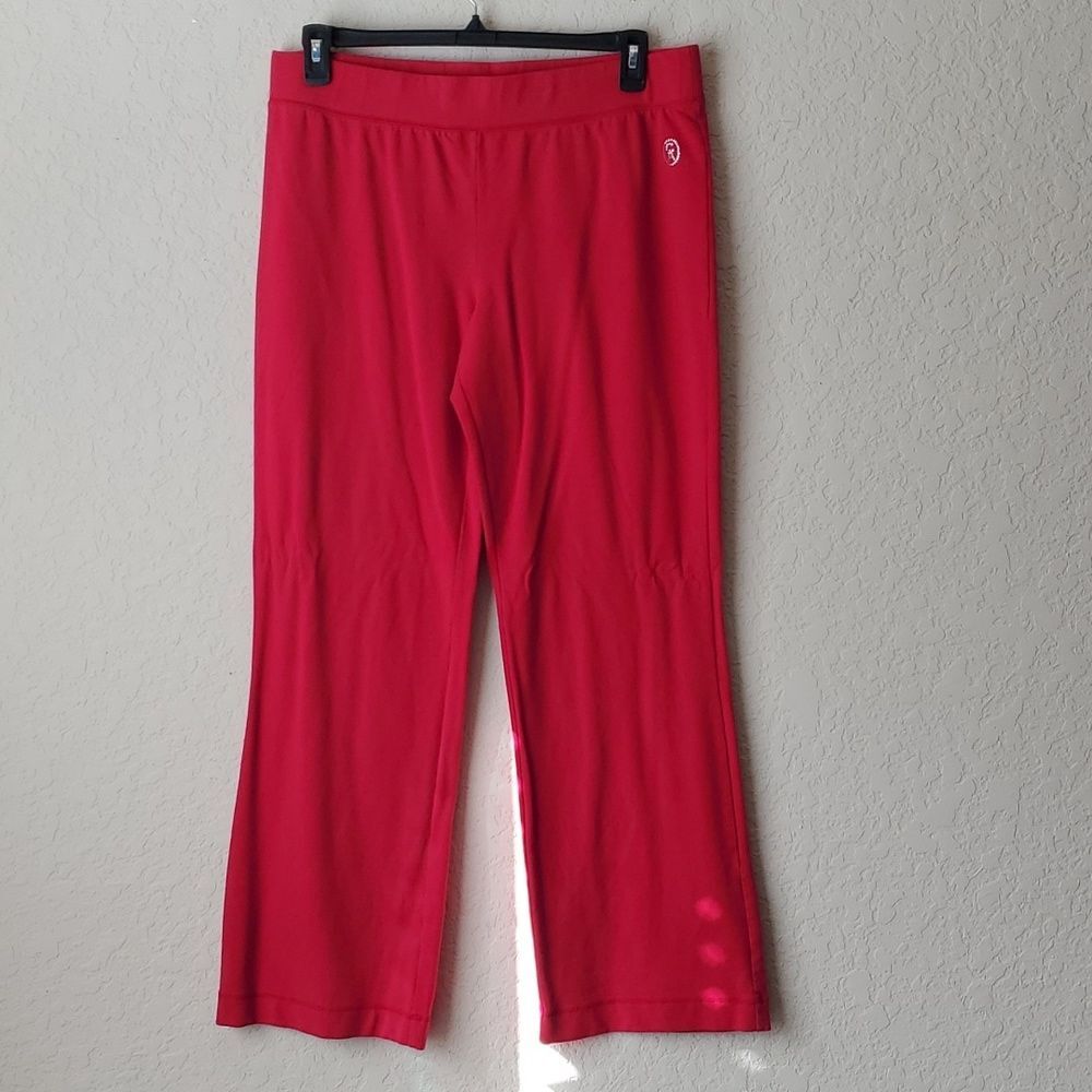 VTG Christine Alexander Red Lounge Pants XL Swarovski Crystal Rhinestone Logo